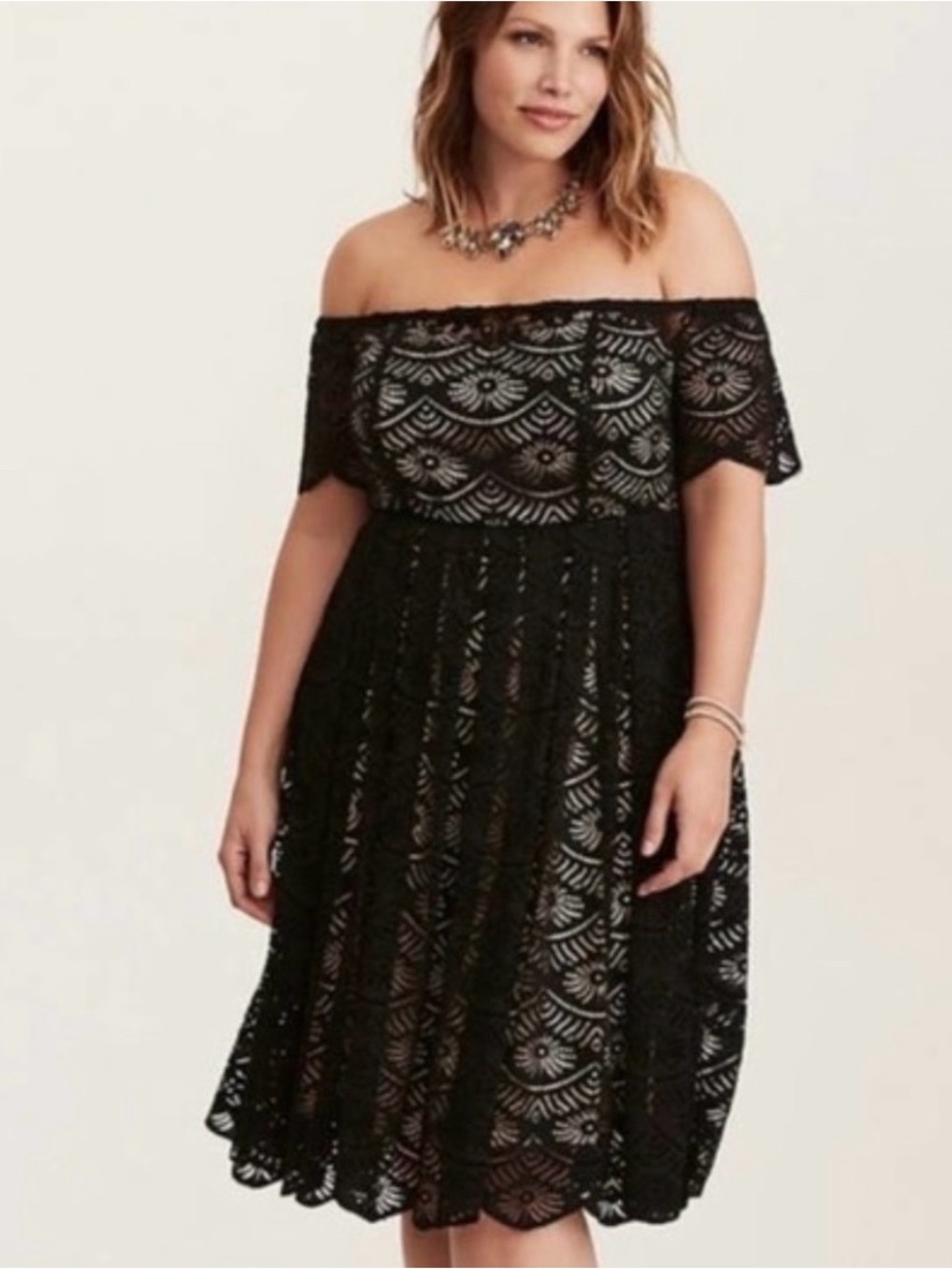 torrid Black Lace Midi Fit-and-Flare Dress - Picture 2 of 5